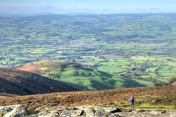 View of the Clwydian countryside along the Moel Famau Country Walk. - obrazy, fototapety, plakaty