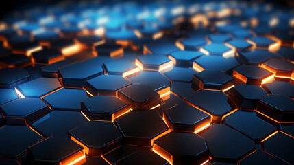 Obraz premium abstract hexagon background with glowing light