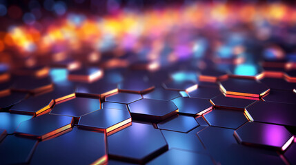 Obraz premium abstract hexagon background with glowing light