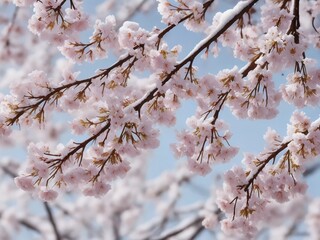 nature's spring awakening. the first flowers come out from under the snow and enjoy the sunshine