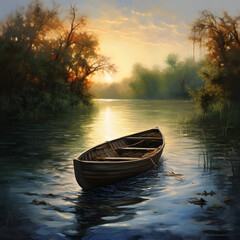 Fototapeta premium boat in river AI generated
