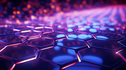 Obraz premium abstract hexagon background with glowing light