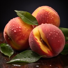 Peaches realistic intricate detail peach fruit illustration picture AI generated art