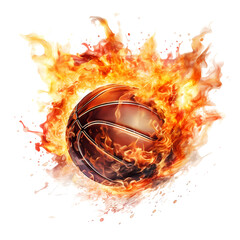Flamming Basketball Watercolor Clipart - obrazy, fototapety, plakaty