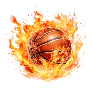 Flamming Basketball Watercolor Clipart