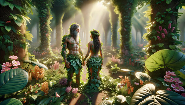 Adam and Eve in the garden of Eden