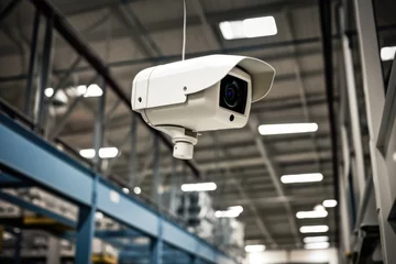 Fotobehang Security surveillance camera in a warehouse © furyon