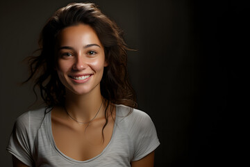 Fototapeta premium Close up portrait studio shot of beautiful young woman model