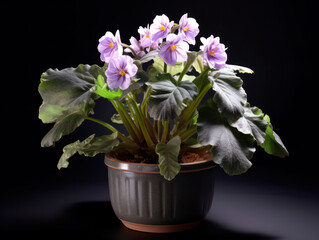 African Violet (Saintpaulia) Studio Shot Isolated on Clear Background, Generative AI