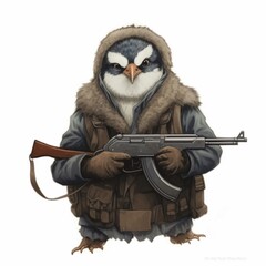 Similar would like owl with wearing weapons photography image AI generated art