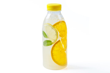 fresh lemonade with pieces of fruit on a white background for food delivery website 4