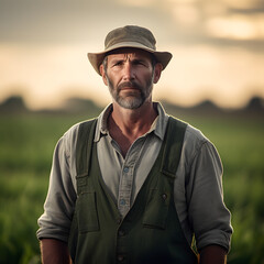 Obraz premium Portrait of a middle aged caucasian farmer on his farm field