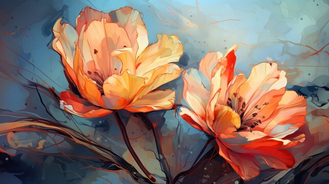 Sketch flower painting high resolution Ai generated art