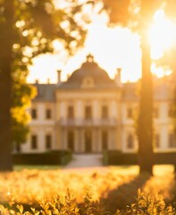 Fototapeta premium Unfocused Mansion Image, For Real Estate Promotional Flyer/Banner