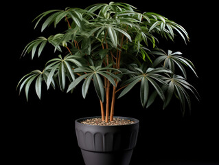 Obraz premium Schefflera (Umbrella Plant) Studio Shot Isolated on Clear Background, Generative AI
