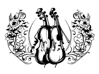 violin logo design illustration