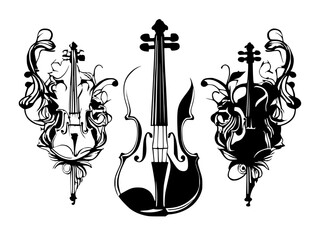 Fototapeta premium violin logo design illustration