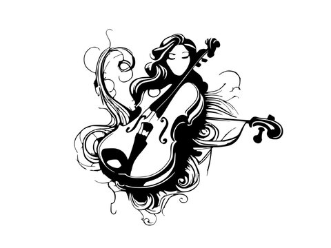 violin logo design illustration
