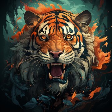 Tiger head vector wild animal face illustration picture AI generated art
