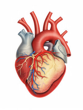Human heart anatomy. Organ illustration isolated on white. 