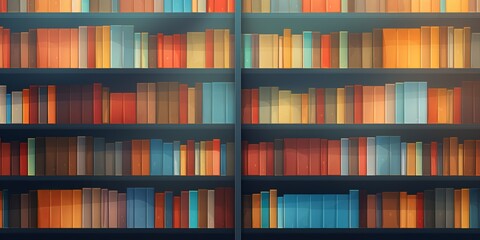 Abstract illustration of a bookcase full of books. 