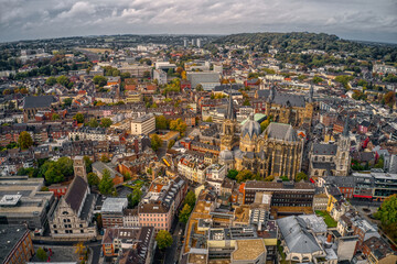 Aerial View of the German City of Aachen from Drone