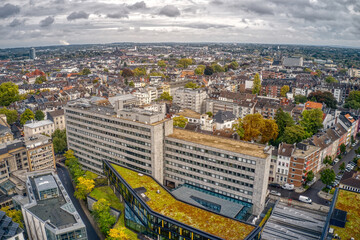 Aerial View of the German City of Aachen from Drone