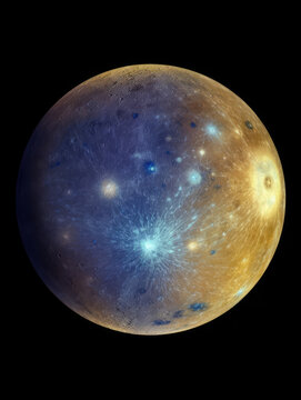 View of planet Mercury in the cosmic void 