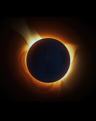 Obraz premium Solar total eclipse in dark outer space. Astronomy themed backdrop