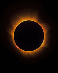 Solar total eclipse in dark outer space. Astronomy themed backdrop