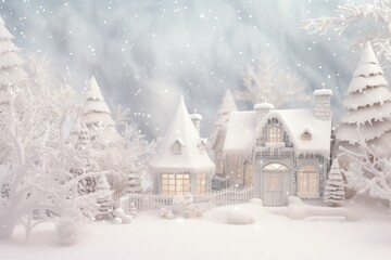 Beautiful white christmas aesthetic background. Magic winter outdoor