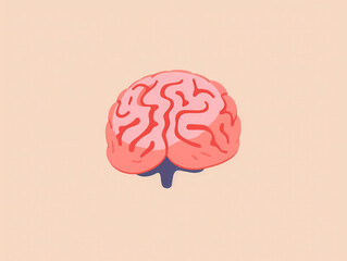 Human brain clipart on a pink background. Flat style illustration. 