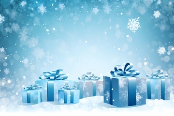 Christmas Gifts and Presents winter snowflakes abstract graphics background - generative ai