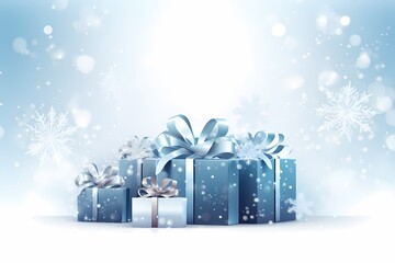 Christmas Gifts and Presents winter snowflakes abstract graphics background - generative ai