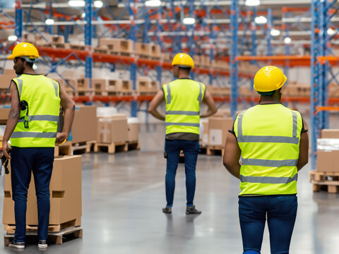operaio al lavoro in magazzini cantiere