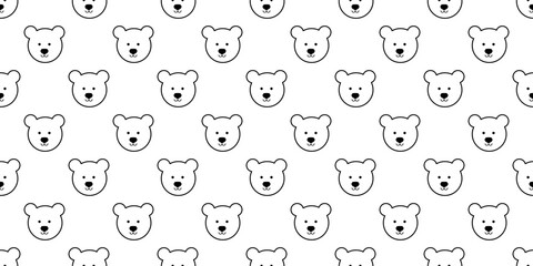 outline bear face seamless pattern
