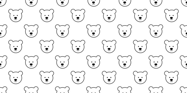 outline bear face seamless pattern