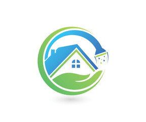 Home Cleaning Logo design illustration