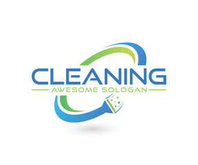 Cleaning service Logo design illustration template
