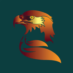 Eagle head silhouette illustration. Eagle head logo design. Eagle minimalist icon design