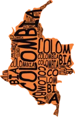 Foto op Canvas orange typographic map of colombia © WALDIR