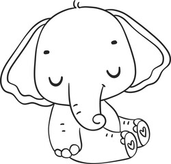 Baby Elephant Sleeping Outline