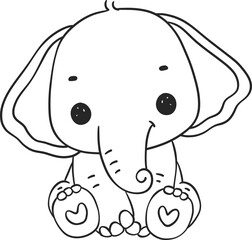 Baby Elephant Sitting Outline