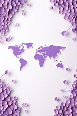 Obraz premium Purple abstract world map vertical background with copy space