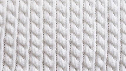 A close up of a white knitted blanket