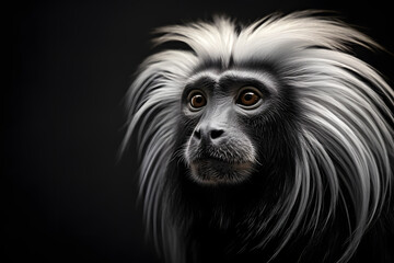 Lion tamarin in black and white