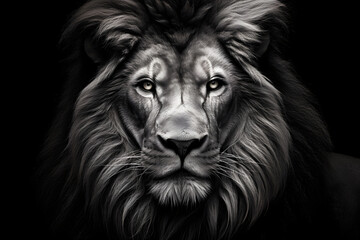 Lion in black and white