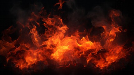 Fototapeta na wymiar A bunch of fire flames on a black background