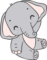 Baby Elephant Sitting cartoon doodle