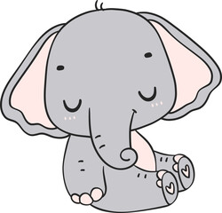 Baby Elephant Sleeping cartoon doodle